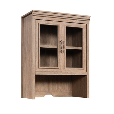 Bureau, finition brune, style Shabby Chic, bois d'ingénierie, tablette réglable derrière - verre trempé, système de gestion des câbles, profondeur de produit de 31,44 po, largeur de 17,37 po, hauteur de 42,36 po