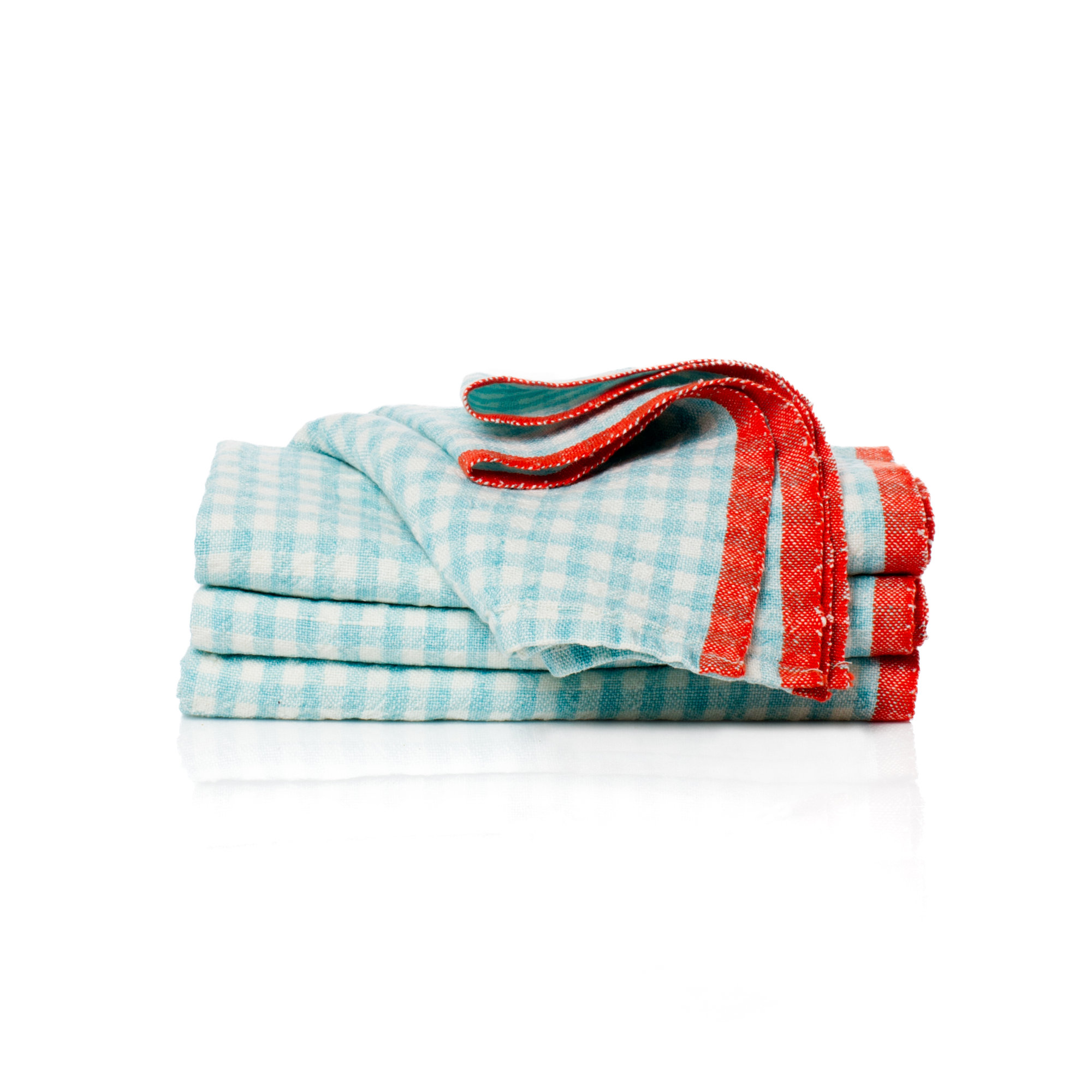 Blockton 20" Linen Napkin, Aqua/Orange