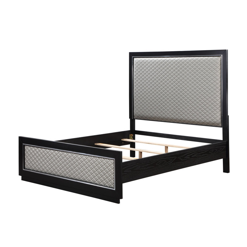 Ricka Silver Black Vegan Leather Standard Bed