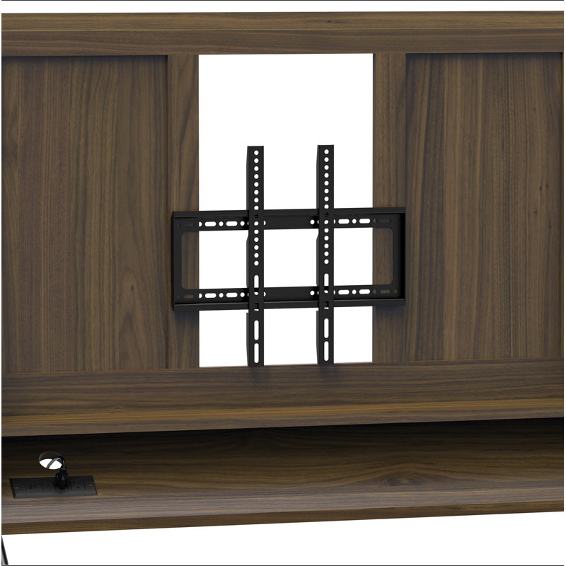 Meuble télé mobile avec support pour téléviseur 32 à 50 po avec écran de projecteur et prises de courant - Chariot télé à roulettes réglable, bois aggloméré
