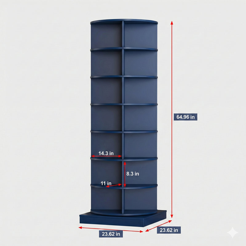 Carrousel de rangement de chaussures pivotant à 360 degrés en bleu avec sept niveaux, Bleu