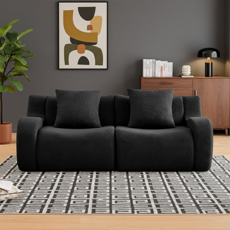Canapé modulaire 82,7 po en tissu Teddy, Noir