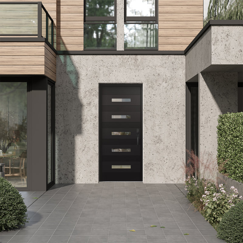 D9 36 po. X 80 po Panneau d'entrée en acier noir et noir, L 36 po x H 80 po, S'ouvre à gauche vers l'intérieur