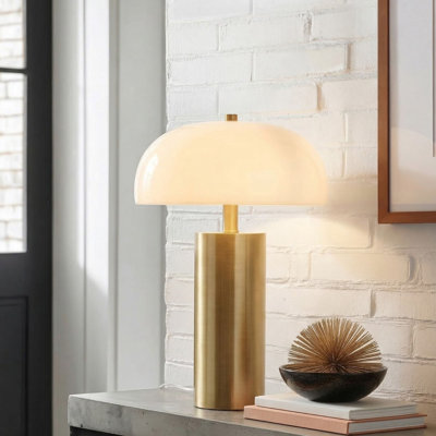Nilo Gold Table Lamp with Opaque Glass Shade