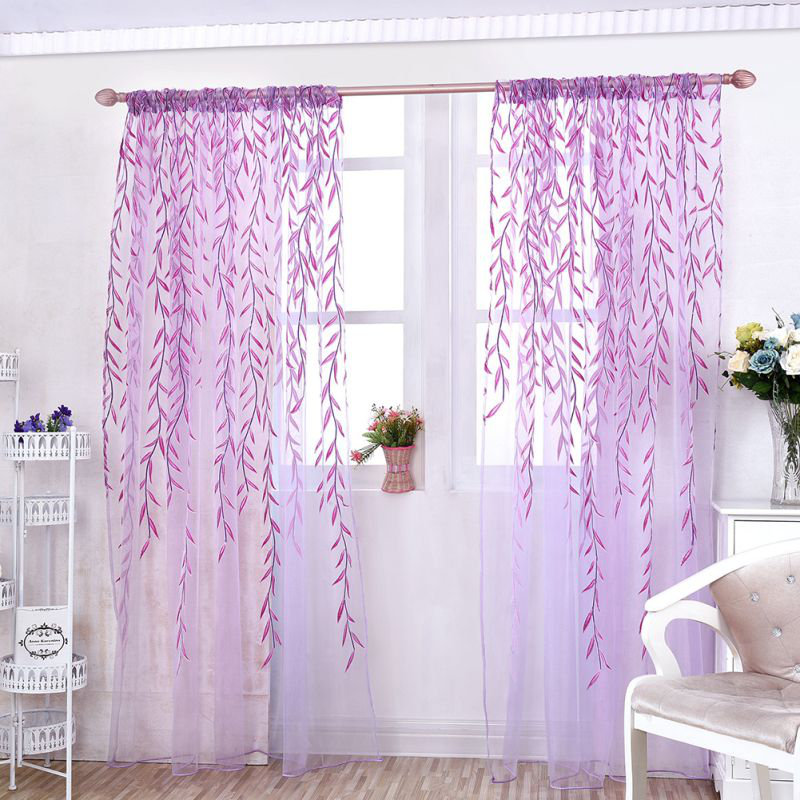 Altino Semi Sheer Curtain Single Panel, Purple, 39" W x 78" L