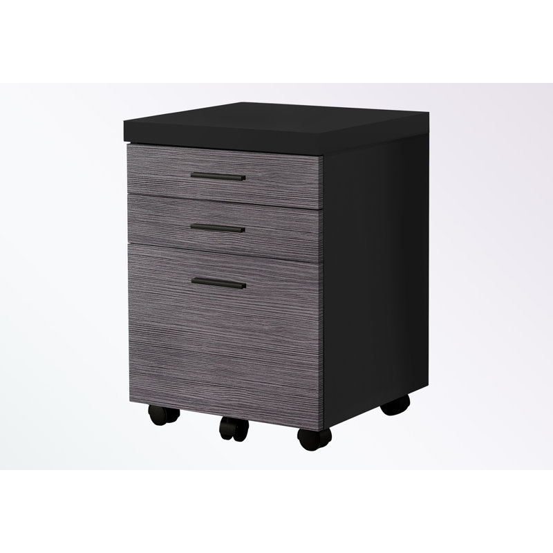 18.25'' Wide 3 -Drawer Mobile File Cabinet, Black/Gray