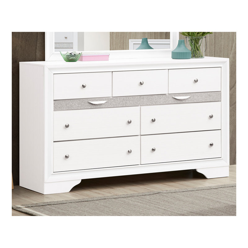 Commode double rectangulaire 9 tiroirs Carman, Blanc