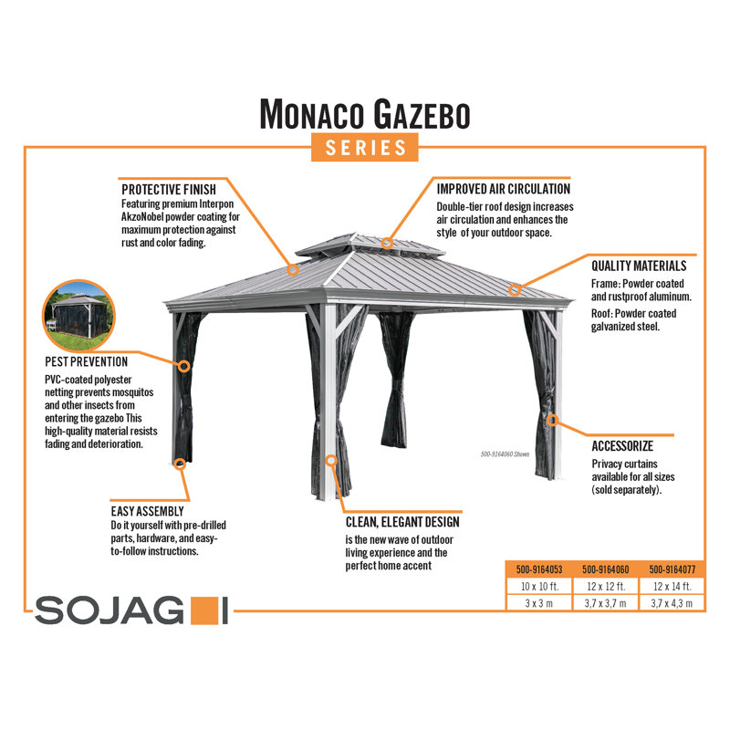 Monaco Champagne 10 ft. x 10 ft. Aluminum and Steel Gazebo