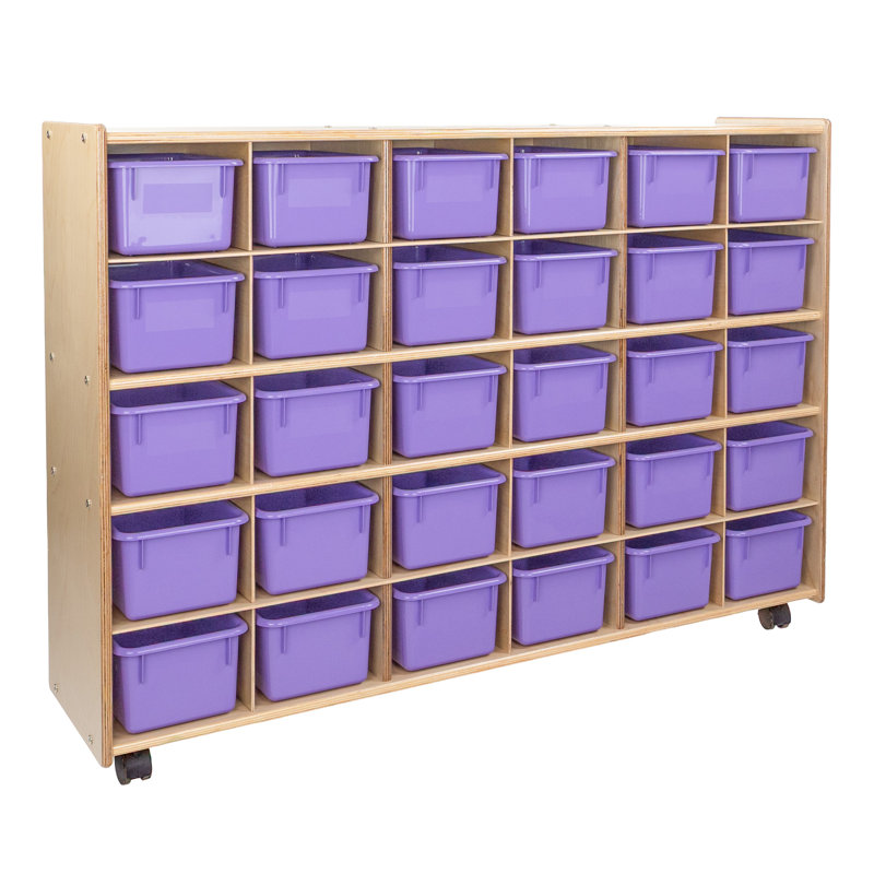 Casier avec bacs Contender, Assemblé avec roulettes, Mauve