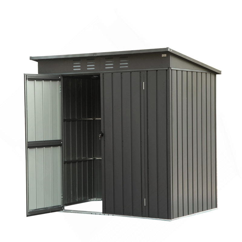 Backyard Storage Shed With Sloping Roof Galvanized Steel Frame Outdoor Garden Shed Metal Utility Tool Storage Room With Latches And Lockable Door