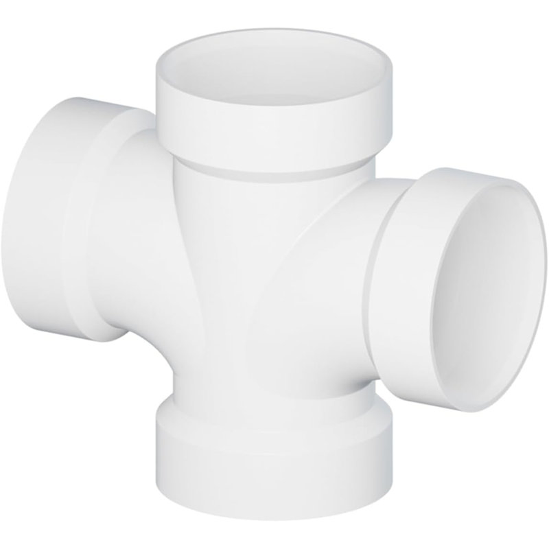 Drain en PVC double 1-1 / 2 en PVC blanc avec raccord en Té et raccord d'évacuation en PVC (paquet de 25)