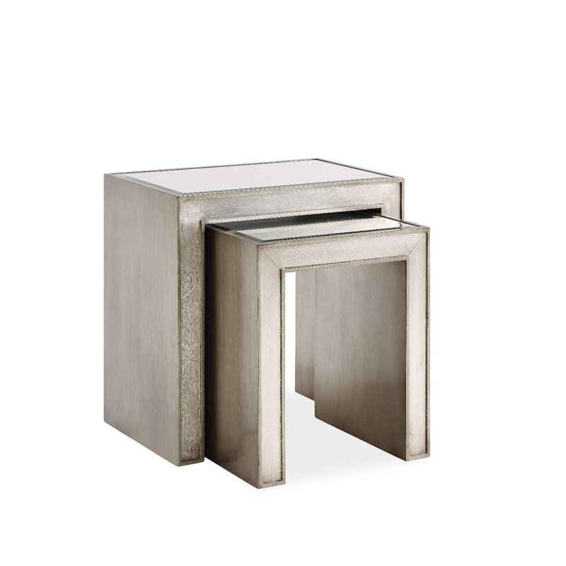 Greenberg Glass Top Sled Nesting Tables