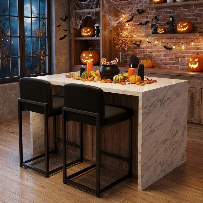 Counter Stool with Metal Frame, Black
