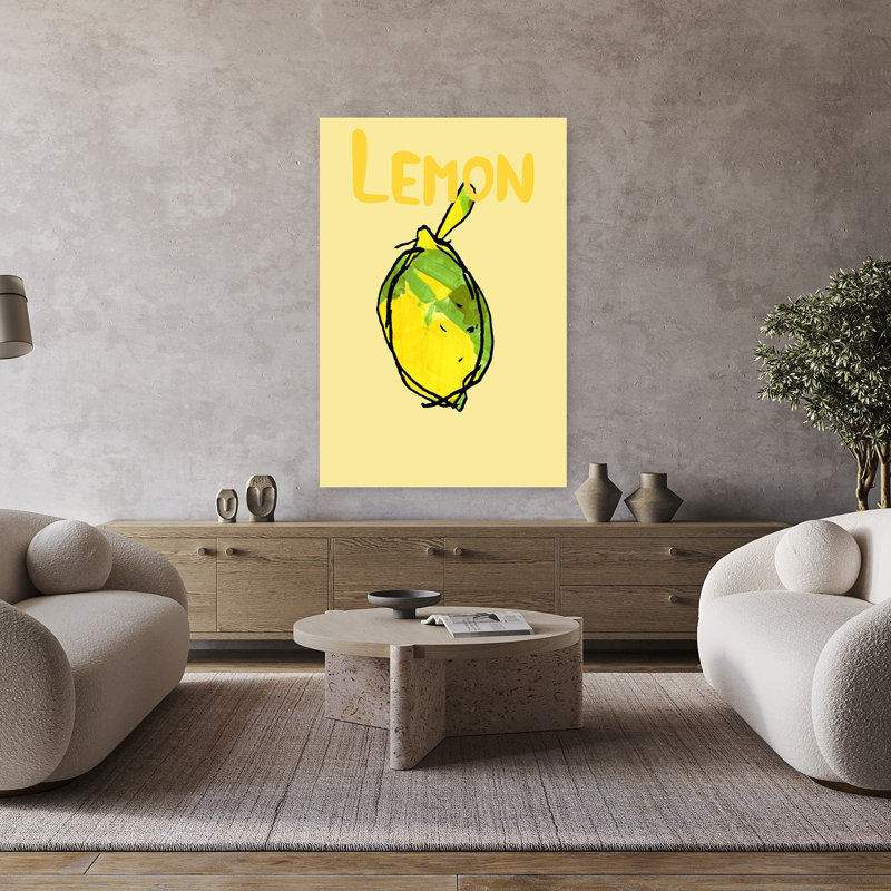 Art mural moderne et abstrait jaune vif et citron, H 48 po x l 32 po