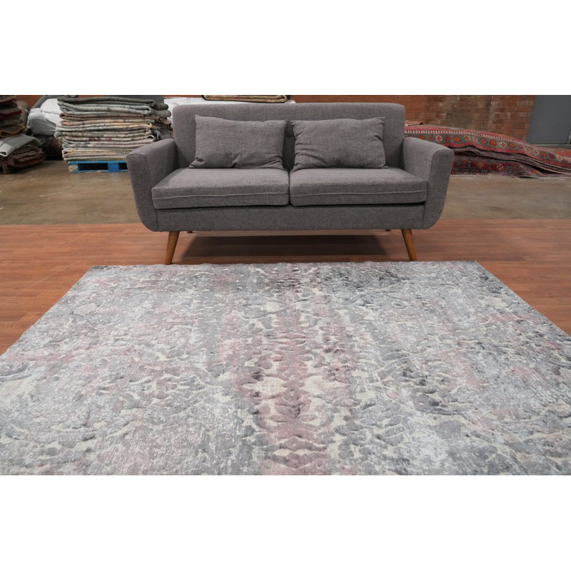 Distressed Look Abstract Handmade Area Rug 6x8