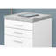 Classeur de bureau sur base roulante avec zones, stratifié blanc et gris avec tiroirs, stratifié, aspect moderne