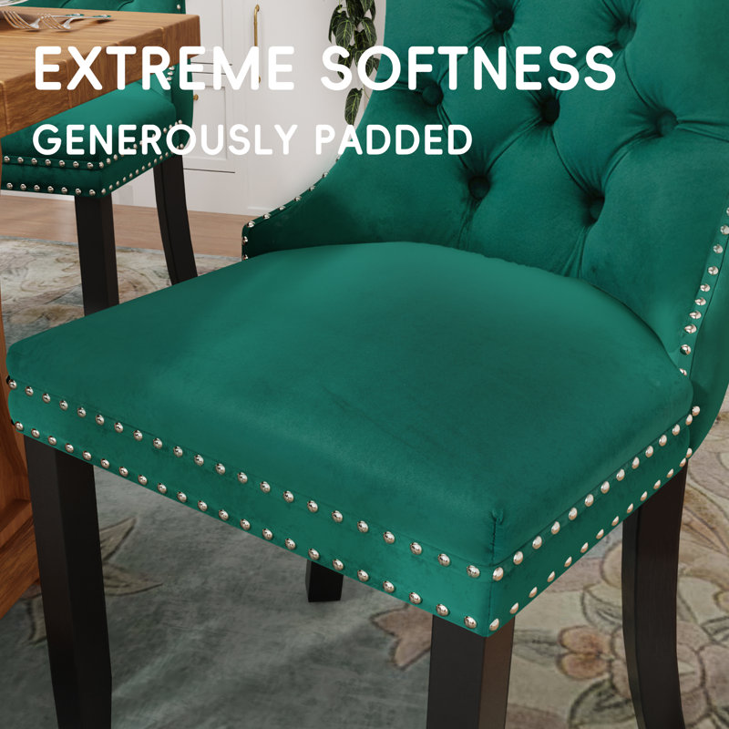 Chaises d'appoint modernes en velours haut de gamme (ensemble de 2), Vert