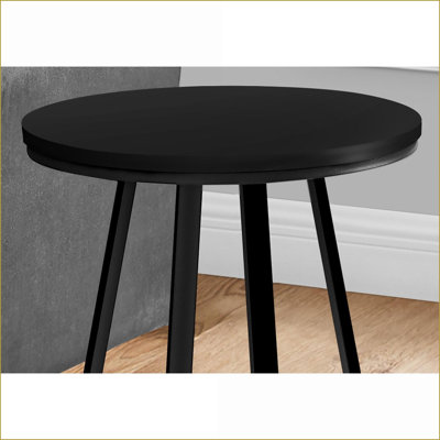 Modern Round Coffee Table - Black Laminate &amp; Metal, Space-Saving for Living Room Bedroom