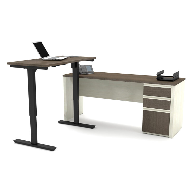 Ornello Adjustable L-Shaped Standing Desk, White