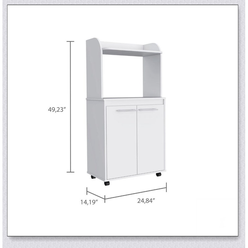 Garde-manger à 1 tablette et 2 portes Charlotte avec roulettes pour faciliter le déplacement et le rangement, parfait pour les petits espaces