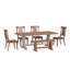 Ensemble de salle à manger Lumley 78 po en bois massif fini chêne avec chaises à dossier à panneaux - 7 pièces : table, chaises et banc-1795382032-1795382033