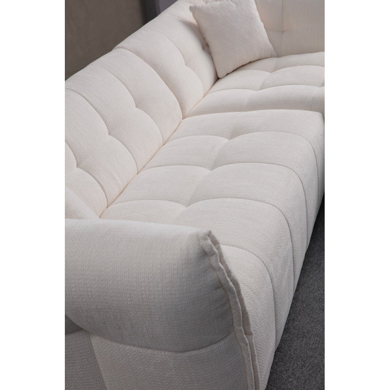 Canapé d’angle, Mélange de polyester blanc, H 29,5 po x l 65 po x P 41,3 po