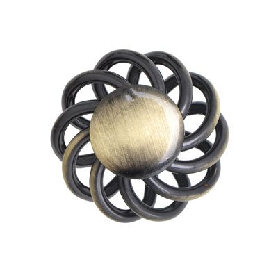 Utopia Alley Aire Round Swirl Cabinet Ring Pull Knob - Decorative Cabinet Drop Pull Knobs For Cabinets And Drawers - Vintage Cabinet Hardware With Hand Finished Antique Brass - Metal Drawer Pull Knobs 1.4" (Set Of 5)