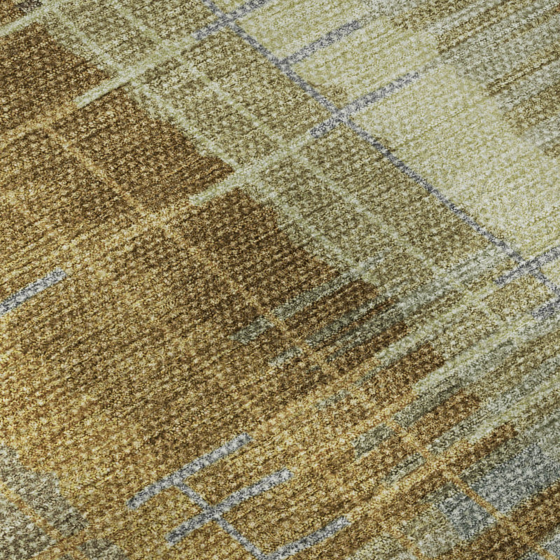 Premium Machine Washable Mayfield AMF2261 Striped Rug, Aloe, 3' x 5'