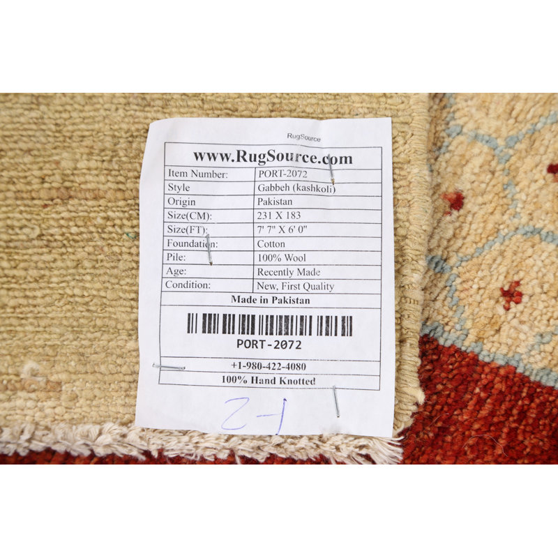 One-of-a-Kind 6' X 7'7" New Age Wool Area Rug in Red