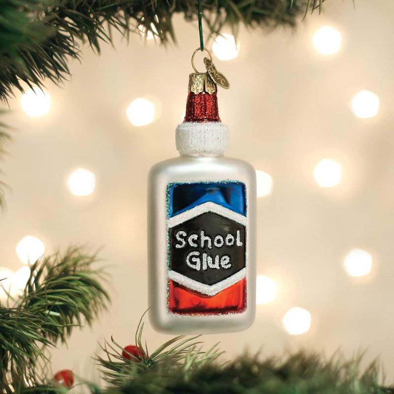 Old World Christmas Blown Glass Ornament for Christmas Tree, Bottle of School Glue