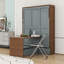 Lit escamotable double en bois avec bureau pliable-144922828