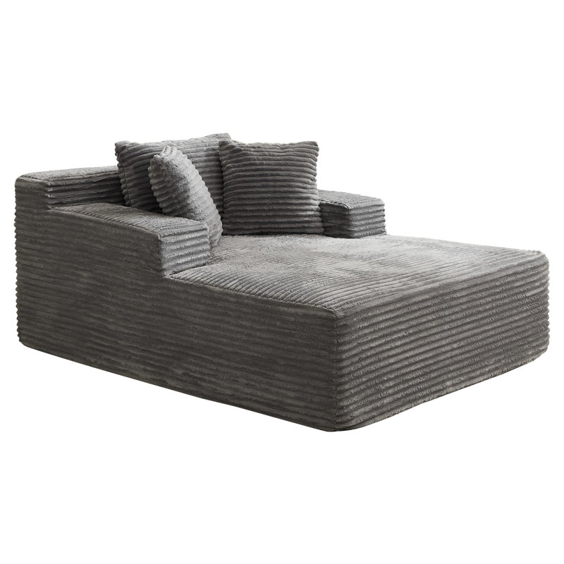67" Wide Corduroy Chaise Lounge Chair with Deep Seat, Oversized Boneless Sleeper Sofa, No Assembly Required