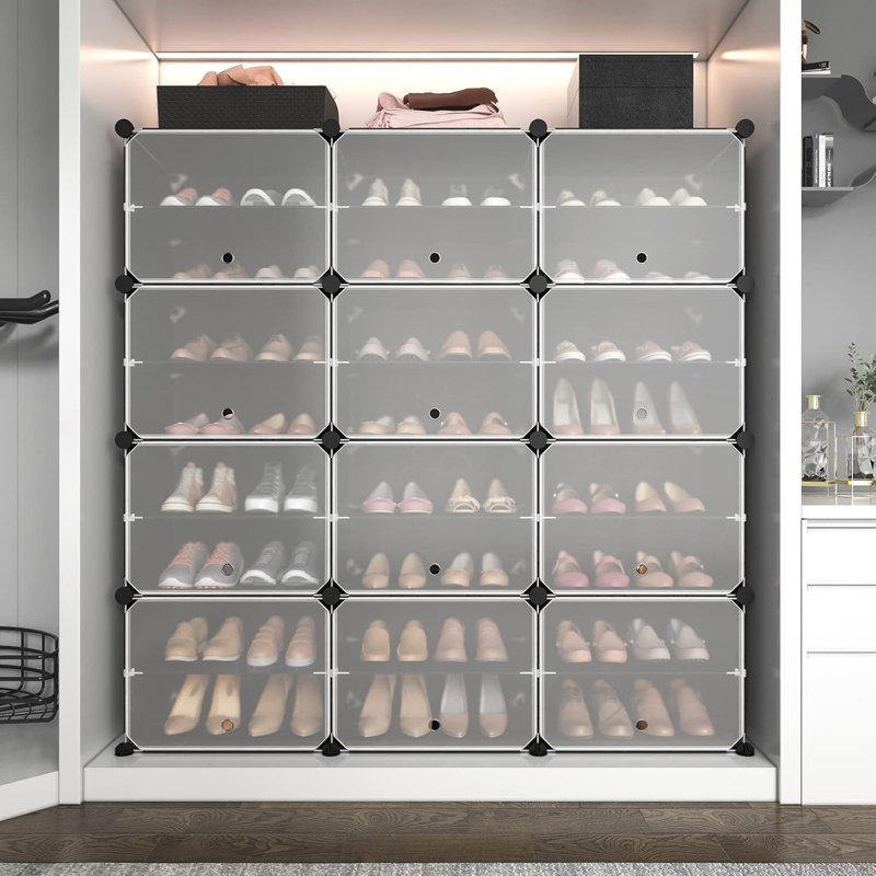 Portable 8-Tier Shoe Cabinet - 48-Pair Shoe Organizer With Expandable, Free Standing, Stackable Space Saving Design And 2 Exclusive Versatile Hooks For Bedroom