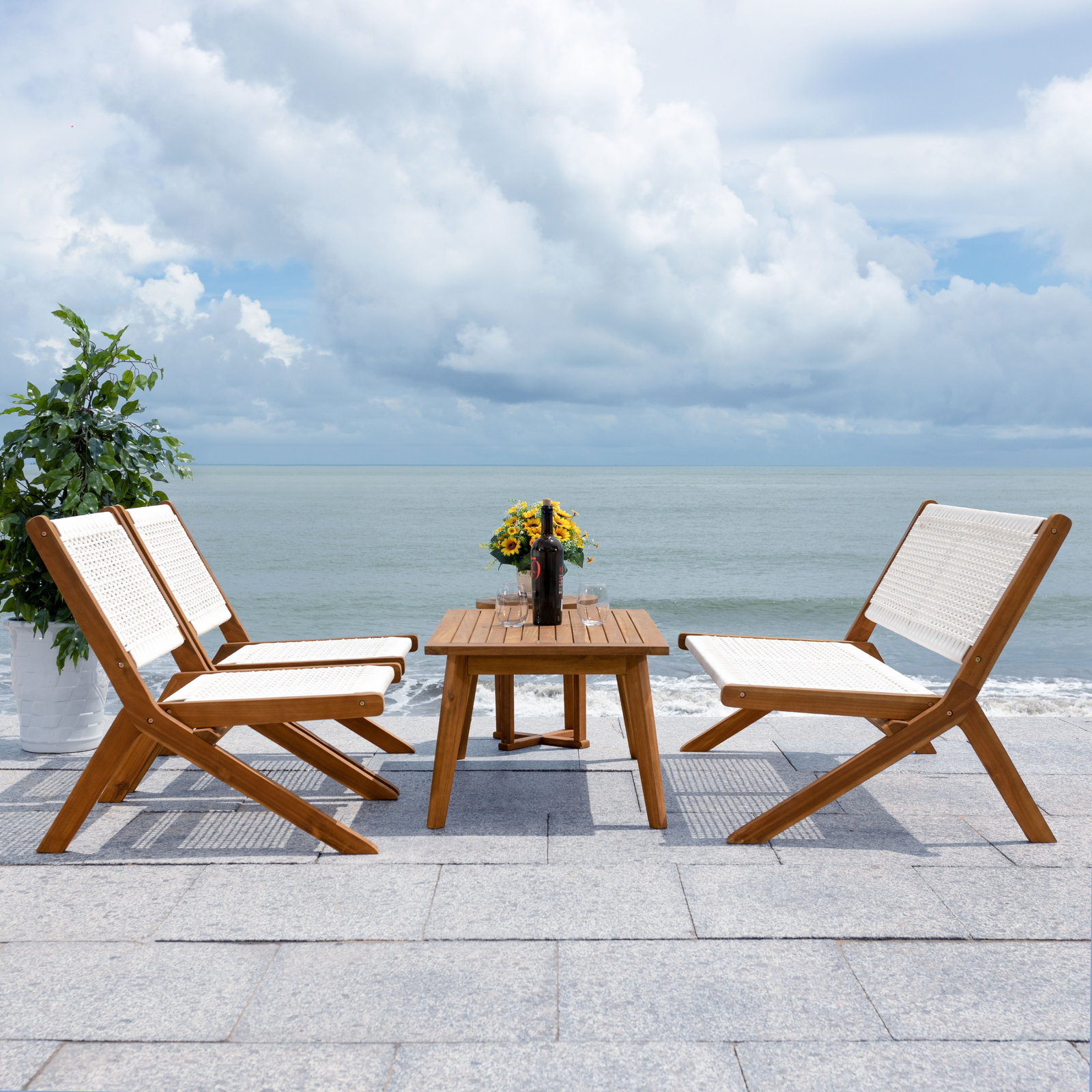 Kismet Outdoor Sofa Seating Group, Natural/White