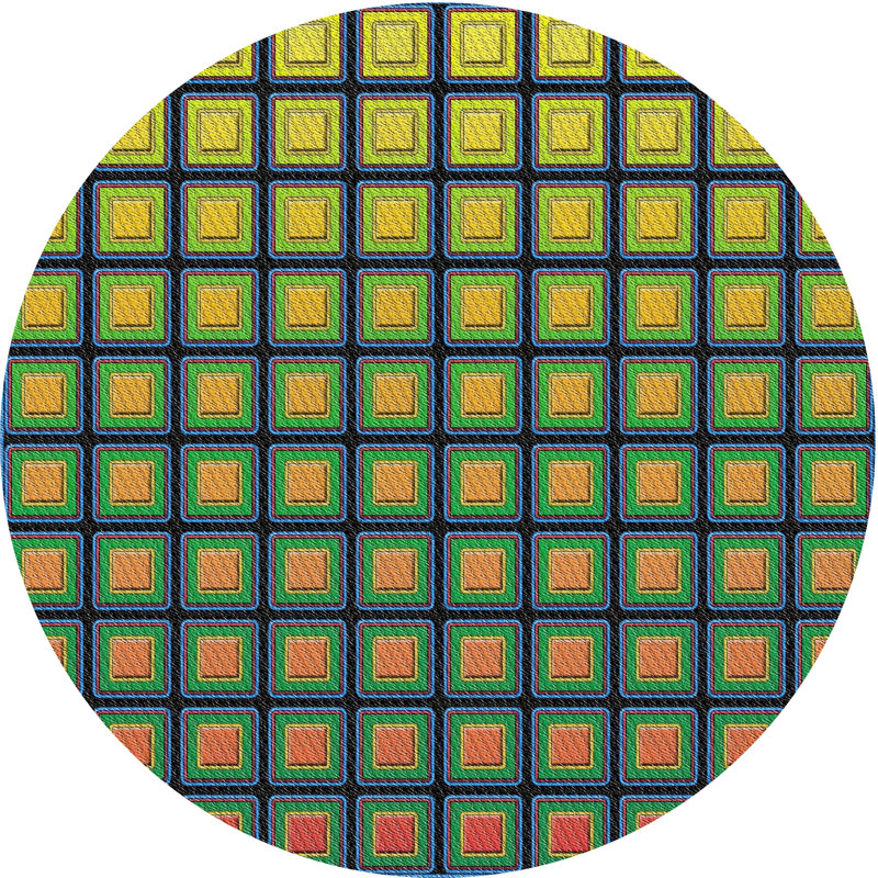 Tapis vert à motif géométrique Saito, Rond 8 pi