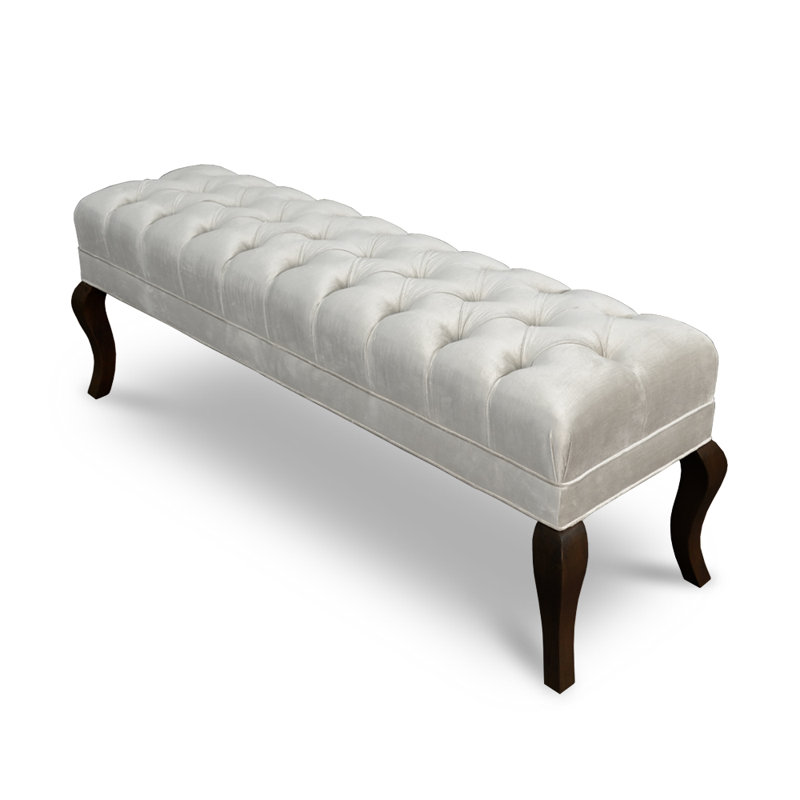 Lucy Upholstered Bench, Silver/Black