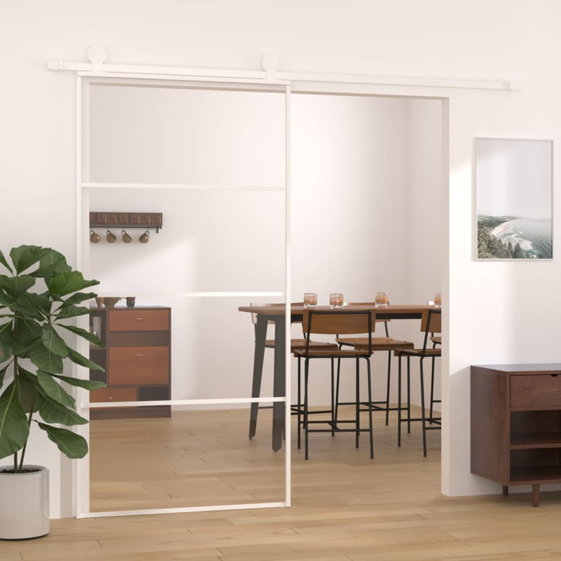 Adolphus Glass Sliding Door, 205cm H x 102.5cm W x 5cm D