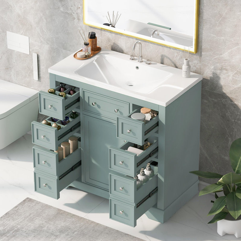 36-Inch Bathroom Vanity, Silver, Light Gray