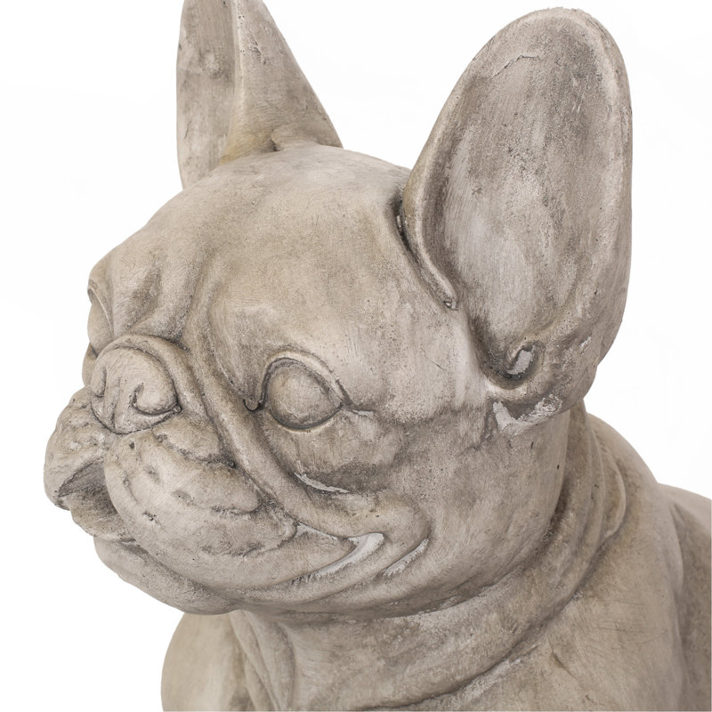 Sculpture de jardin d'extérieur, bouledogue français, gris