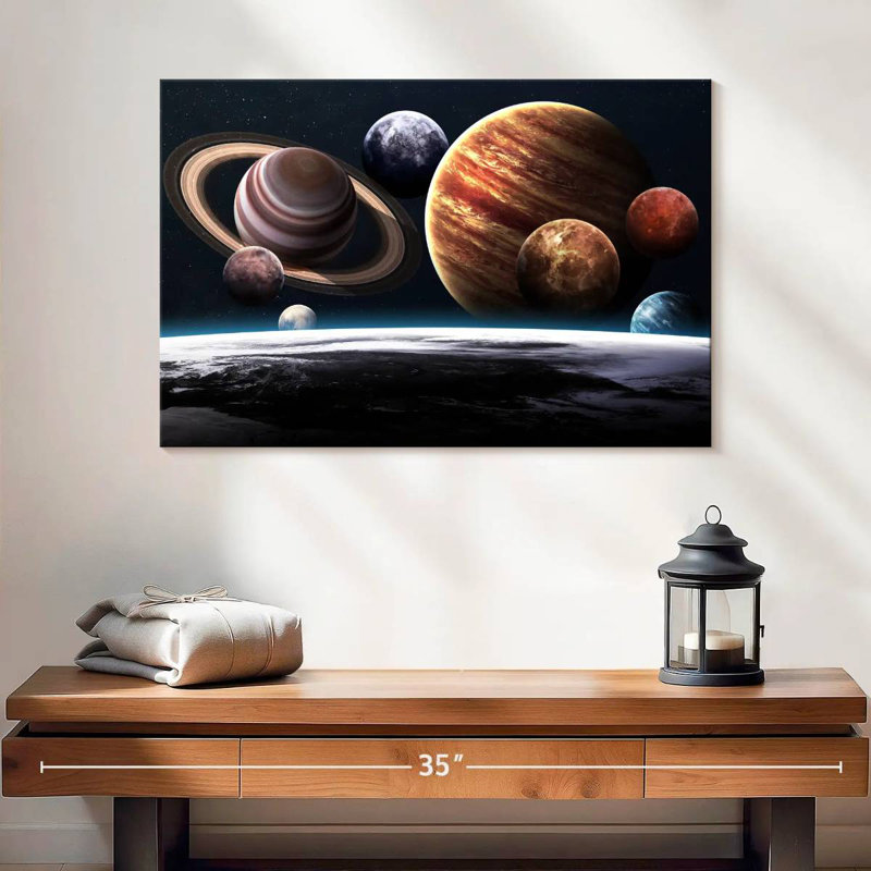 Oberle vue des planètes depuis la terre, H 16 po x l 24 po
