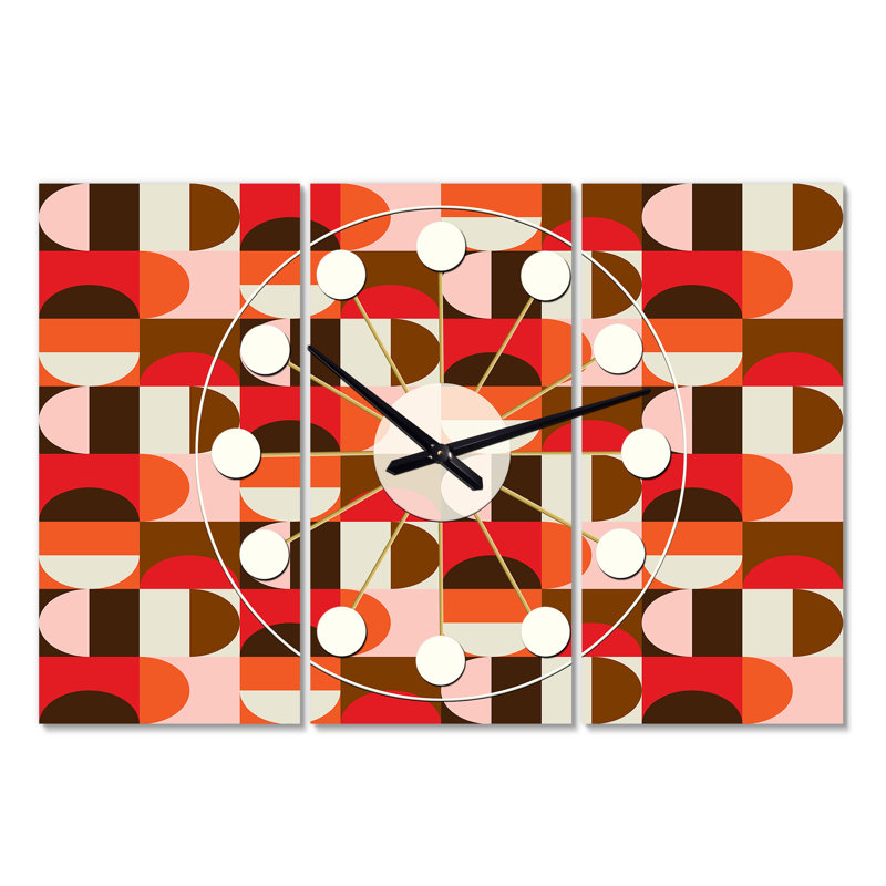 Très grande horloge murale rétro géométrique ii Mid-Century