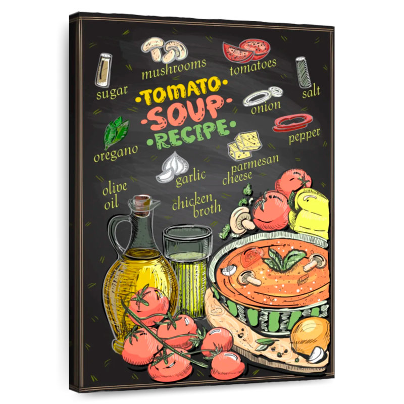 Art numérique, recette de soupe à la tomate, H 36 po x l 24 po