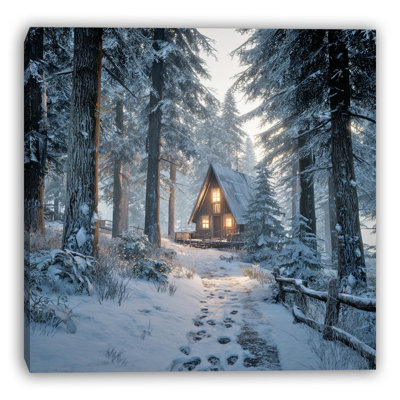 A-Frame Path Through Snow-Wrapped Canvas Wall Art
