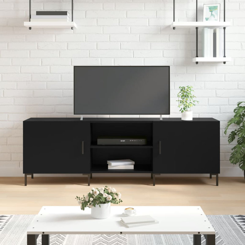 Merrilu TV Cabinet 150x30x50 cm Engineered Wood, Black