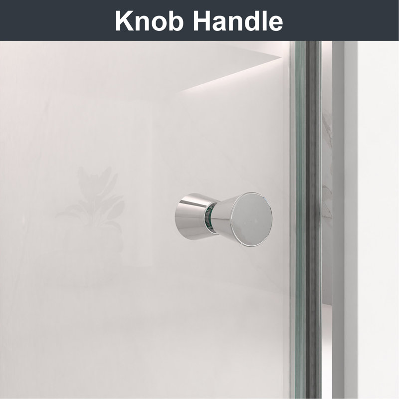 Porte de douche pivotante semi-sans cadre l 24 po x H 72 po avec verre trempé de 1 po d'épaisseur (6 mm)