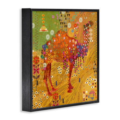 Boho à motif chameau encadré sur bois