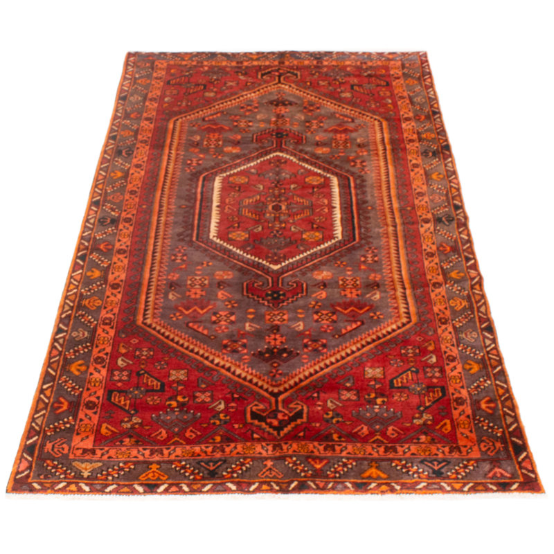Tapis rouge en laine des années 1990 de 4 pi 7 po x 8 pi 10 po Yalani