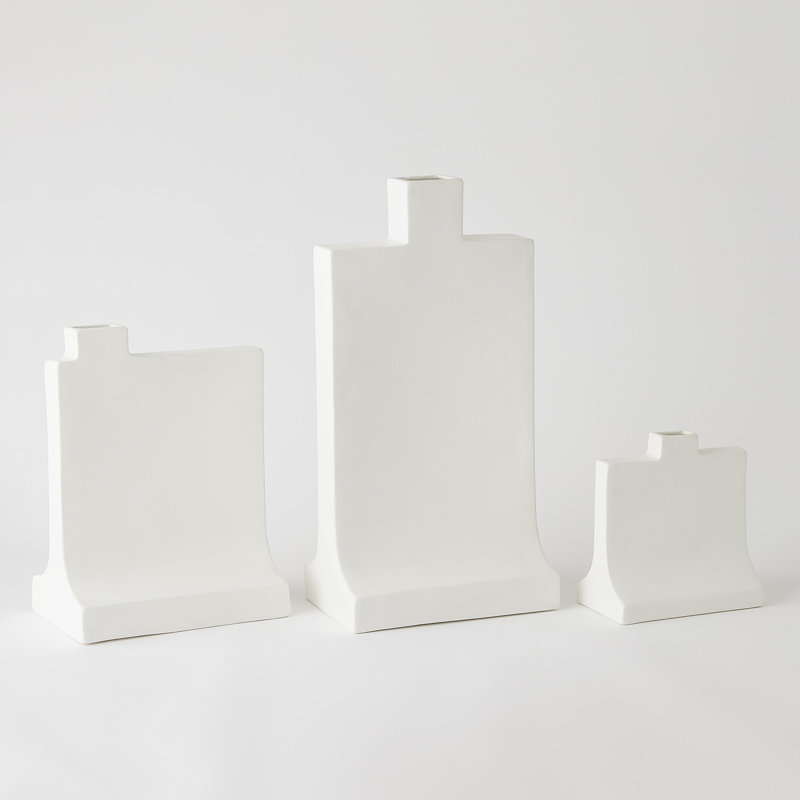 Icon Vase-Matte White, 9.75" H x 8.75" W x 5.25" D