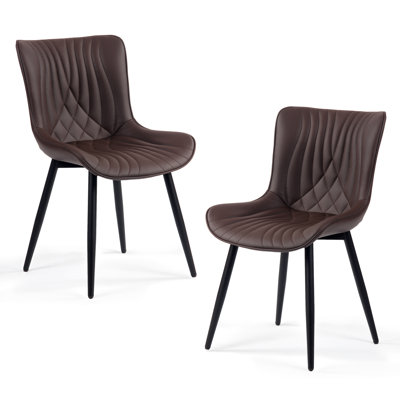 Jimma Faux Leather Upholstered Wingback Dining Chair with Iron Legs