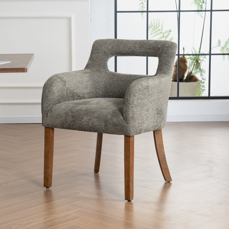 Upholstered Dining Accent Chair With Armrest, Green